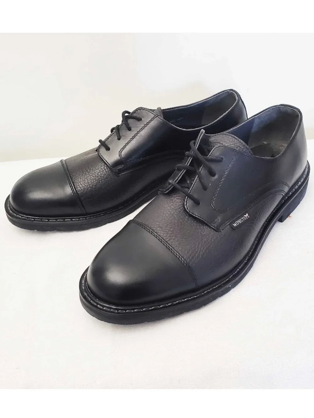 Mephisto Men's Melchior Black Leather Cap toe Oxford Shoes Goodyear Welt 9.5